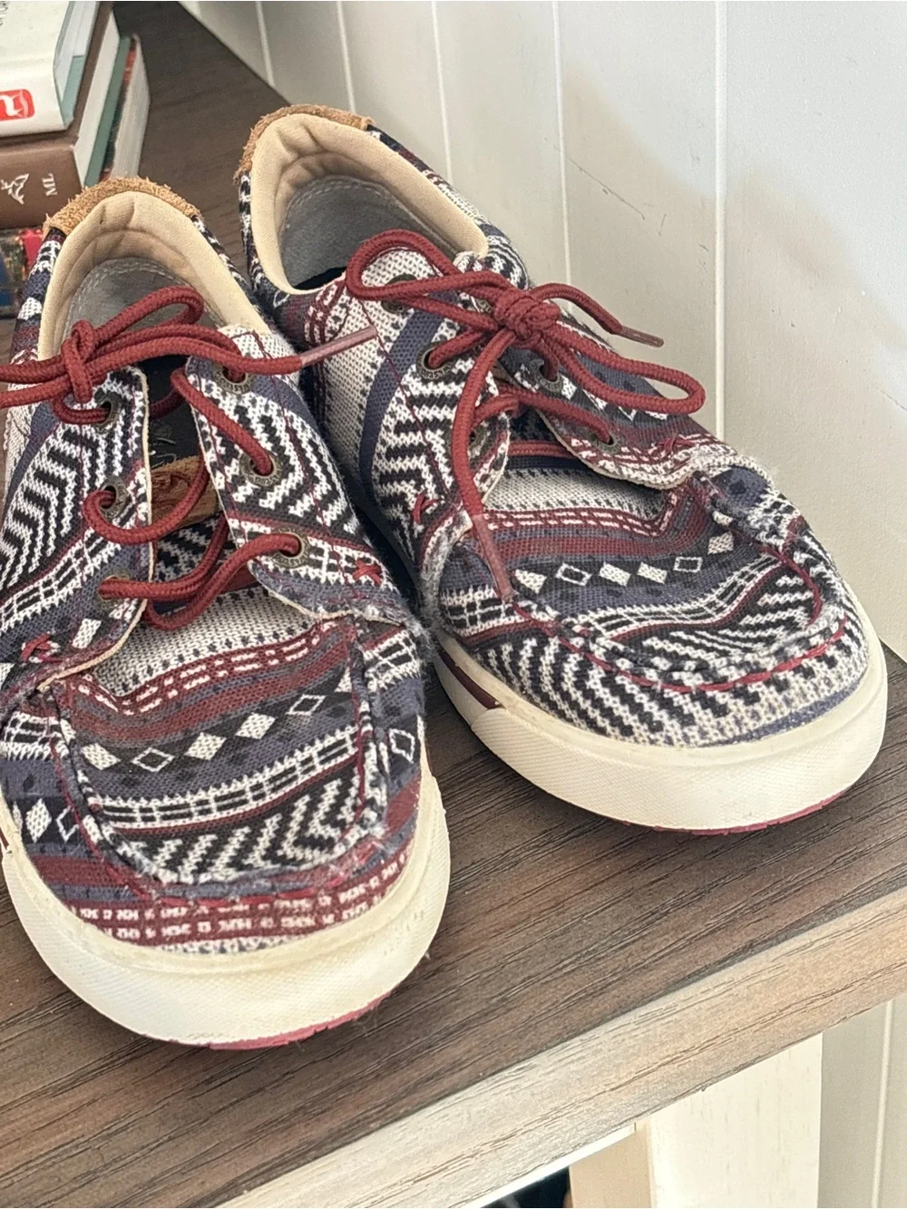 Twisted X Youth Casual Patterned Lace-Up Boat Shoes Size 3M Southwest Tribal